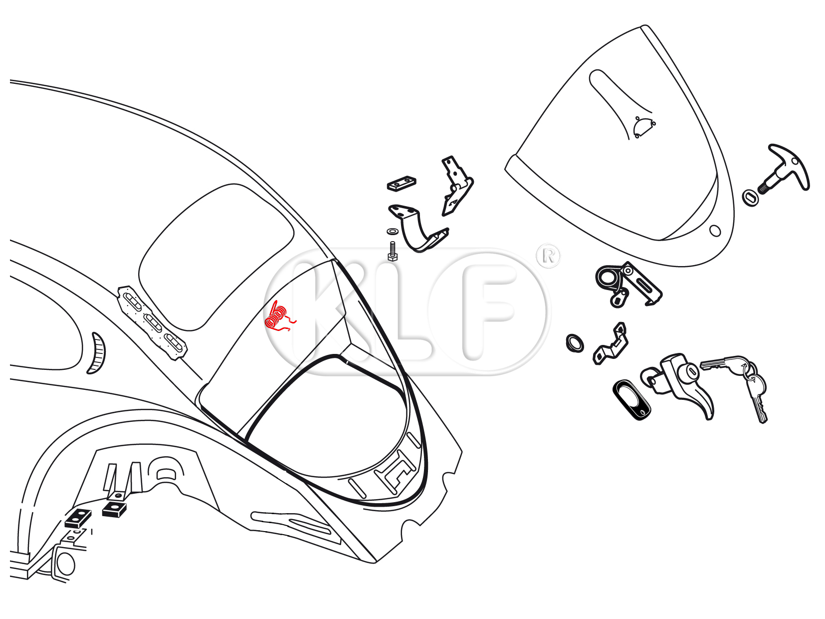 Feder für Motorhaube, Bj. 08/55 - 07/64