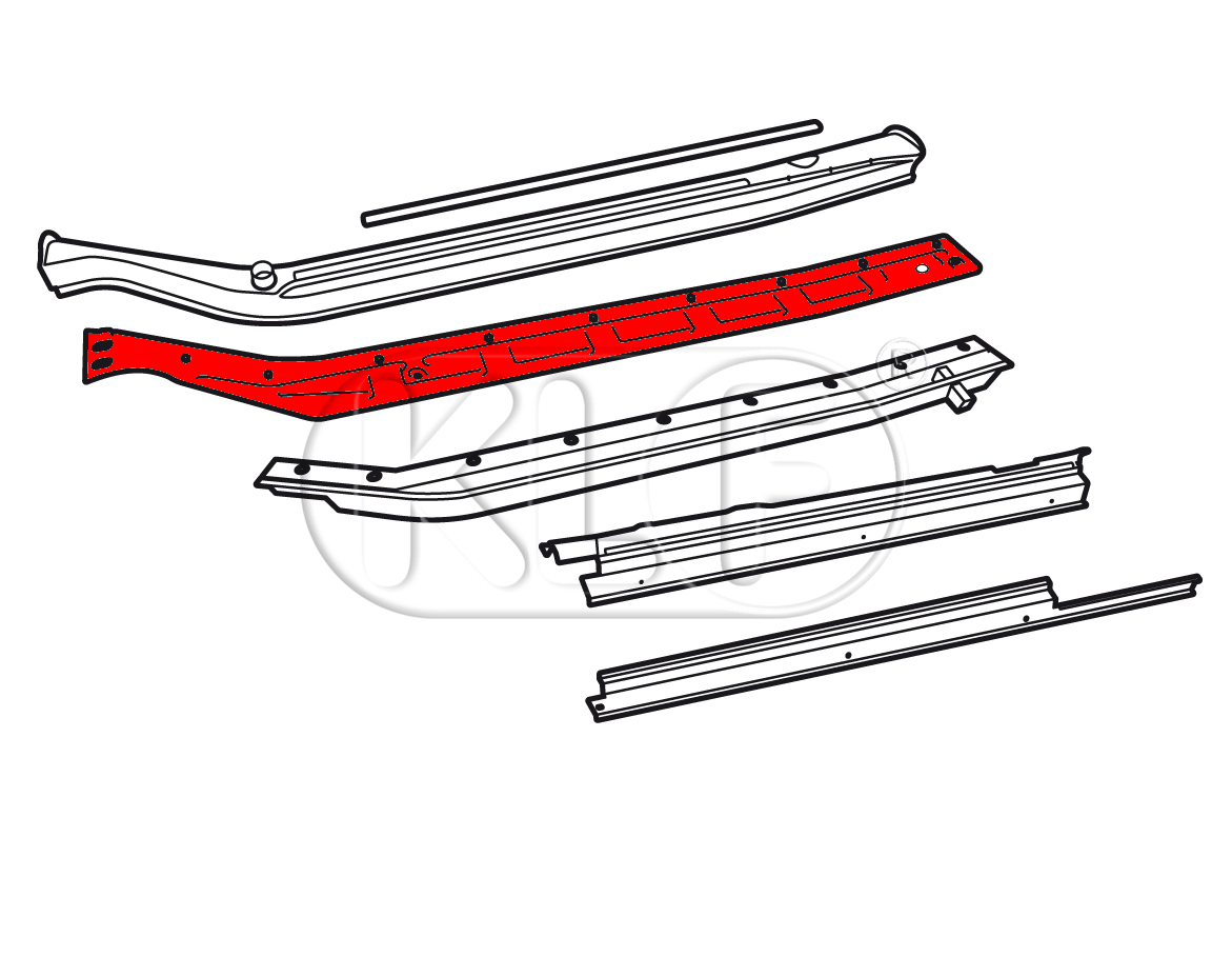 Heater Channel Closing Panel left, alternative quality, only 1302/1303, year 8/70 on