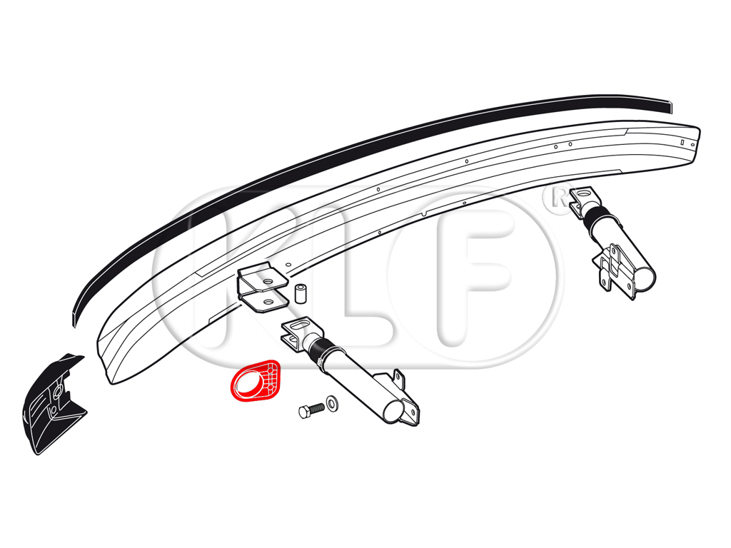 Bumper Bracket Seal, front, USA Version (Bumper Shock), year 08/73 - 07/79