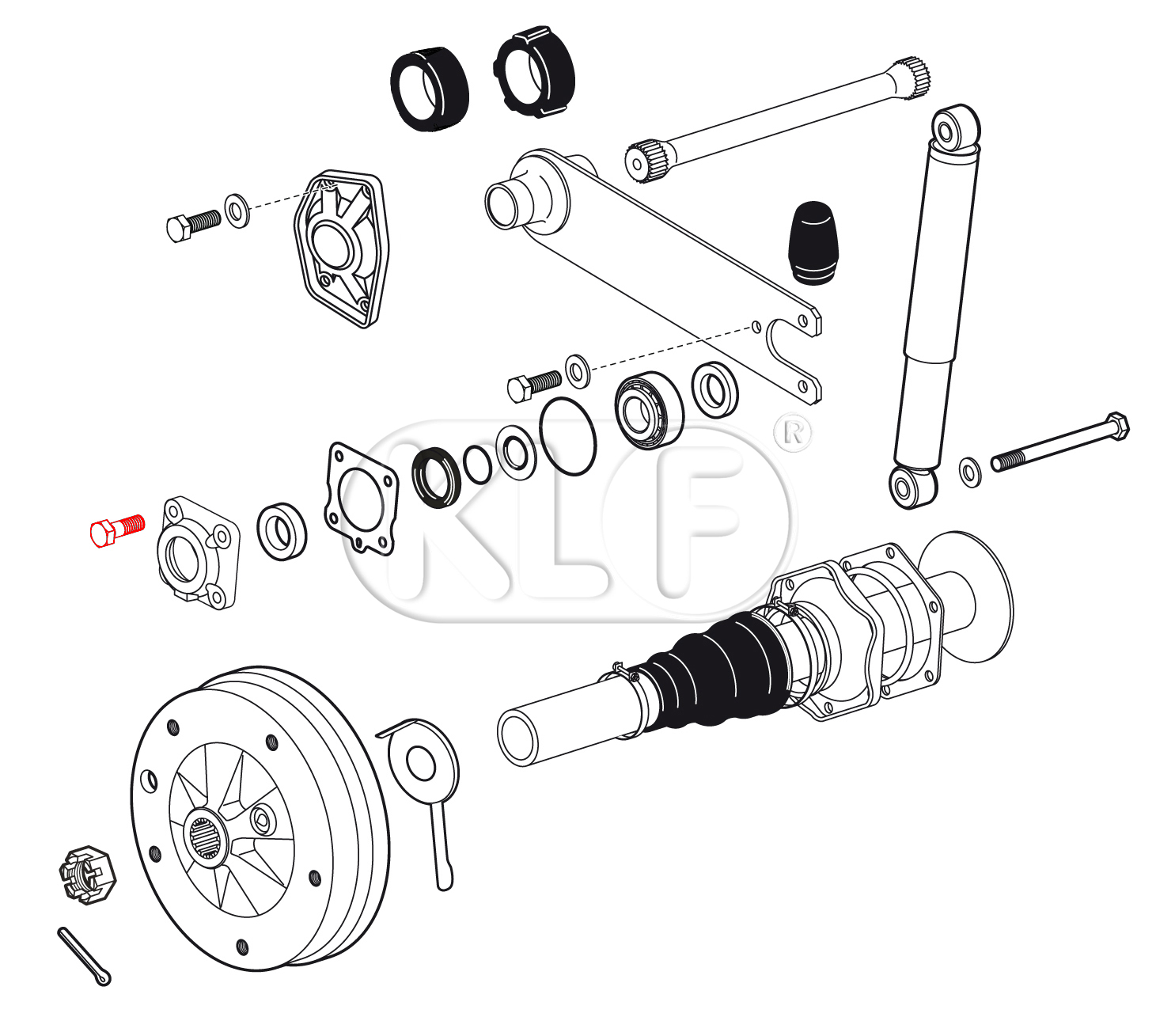 Screw for Rear Bearing Cover, set of 4, wrench size 14