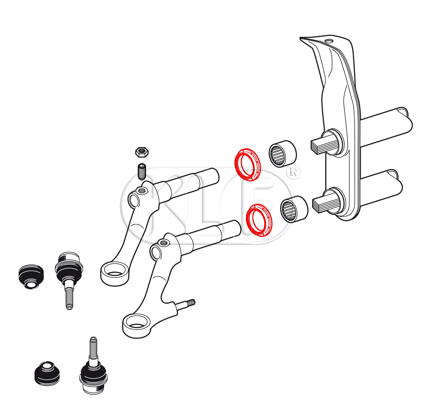 Grease Seals Front Trailing Arms, set, year 8/65 on