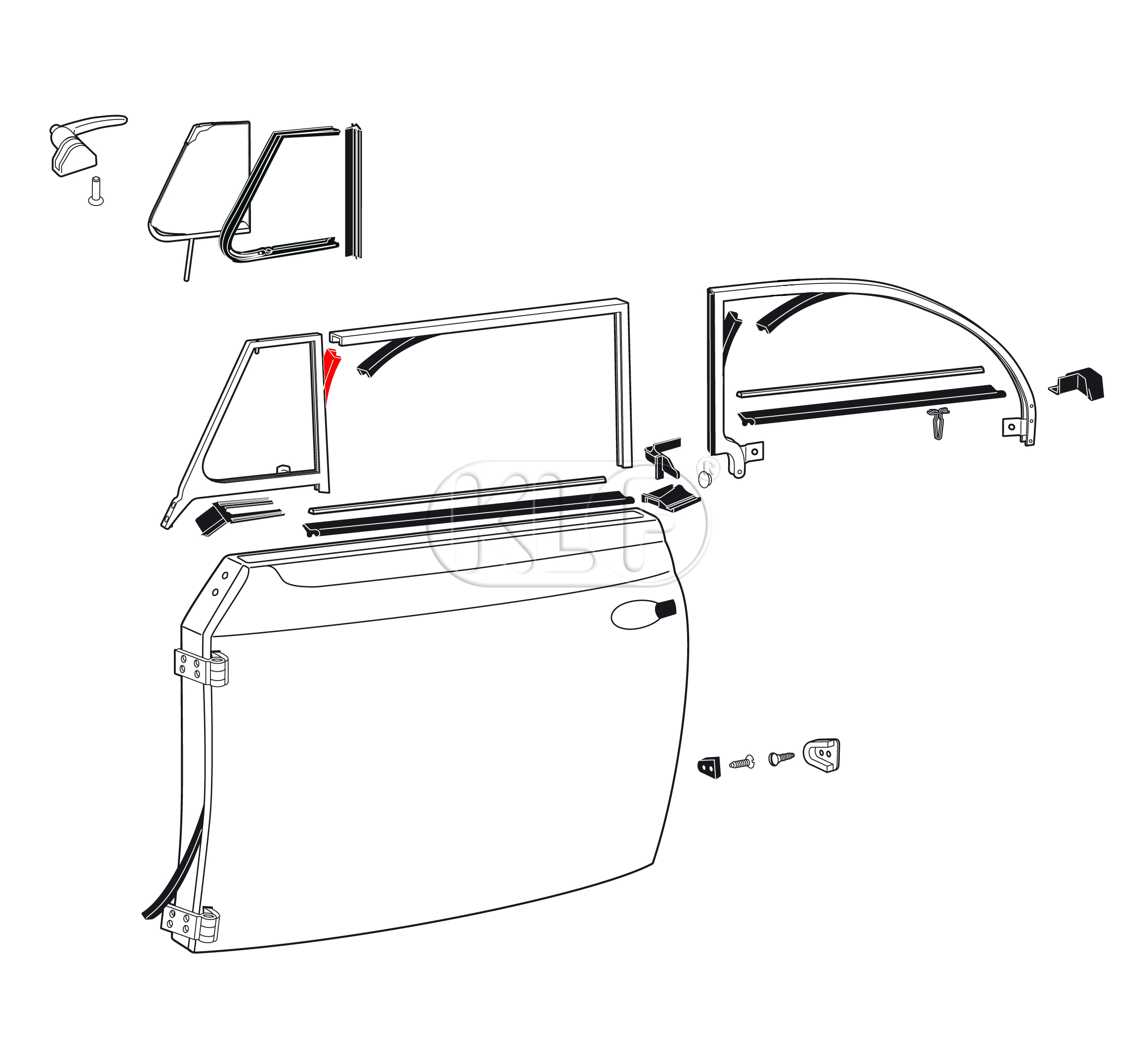 Door Window Felt Channel Front, convertible, all years