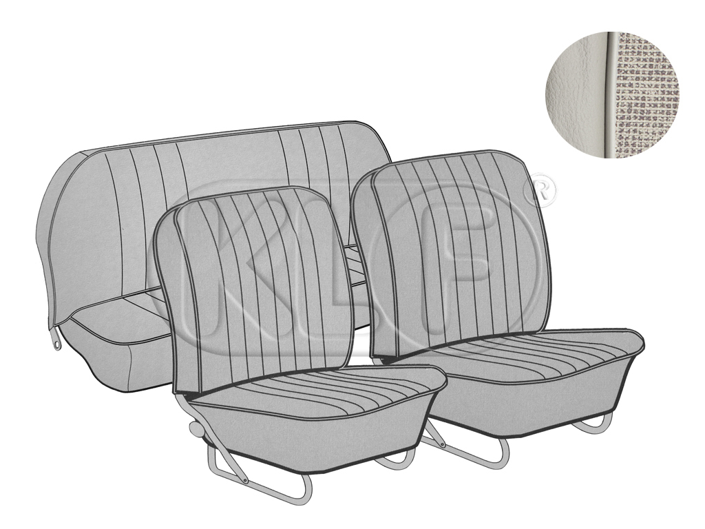 Sitzbezüge vorne und hinten, Limousine, Meshmuster, altweiß, Bj. 08/57 - 07/64