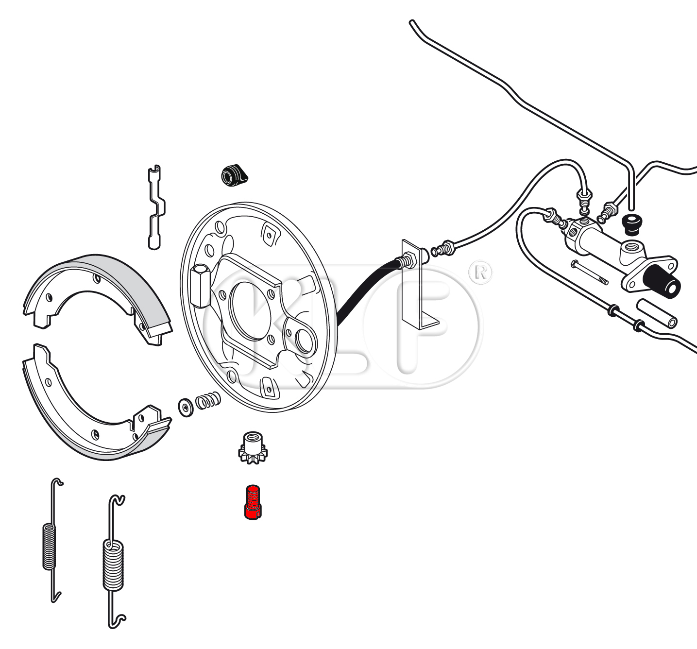 Adjusting Bolt for Brake Shoe, year thru 10/57