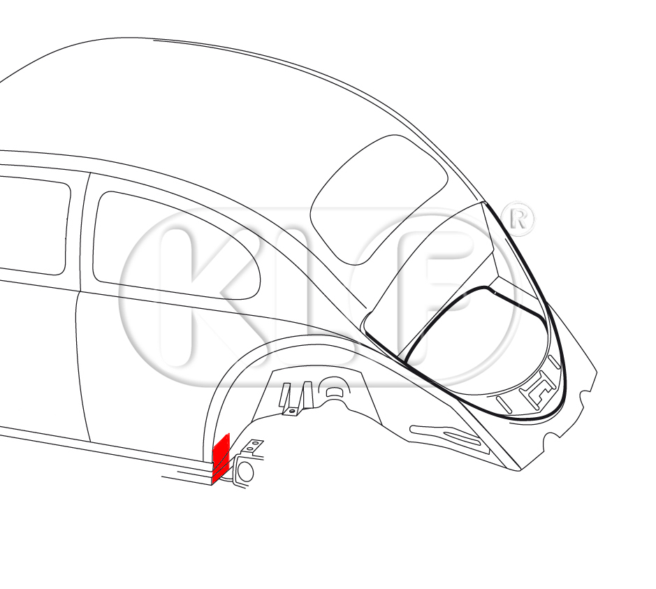 End Panel for heater channel, alternative quality, rear left