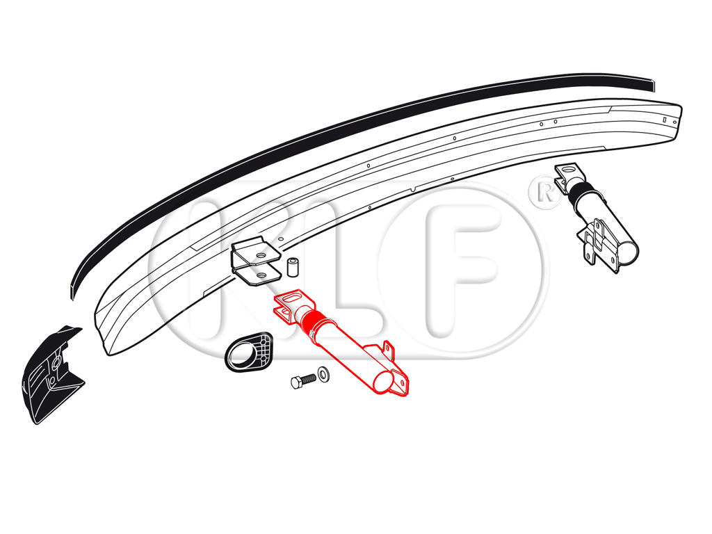 Bumper Bracket front left, USA Version (Bumper Shock), year 08/73 - 07/79