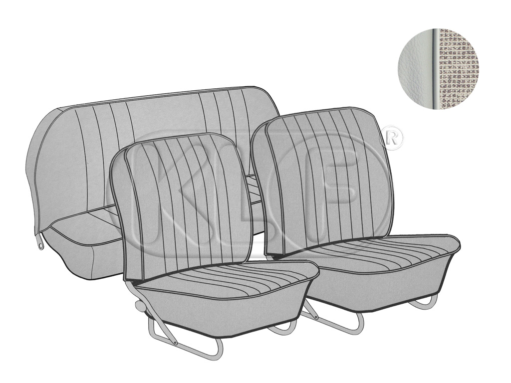 Seat Covers set front and rear, smooth leatherette, 8/57-7/64, mesh grey