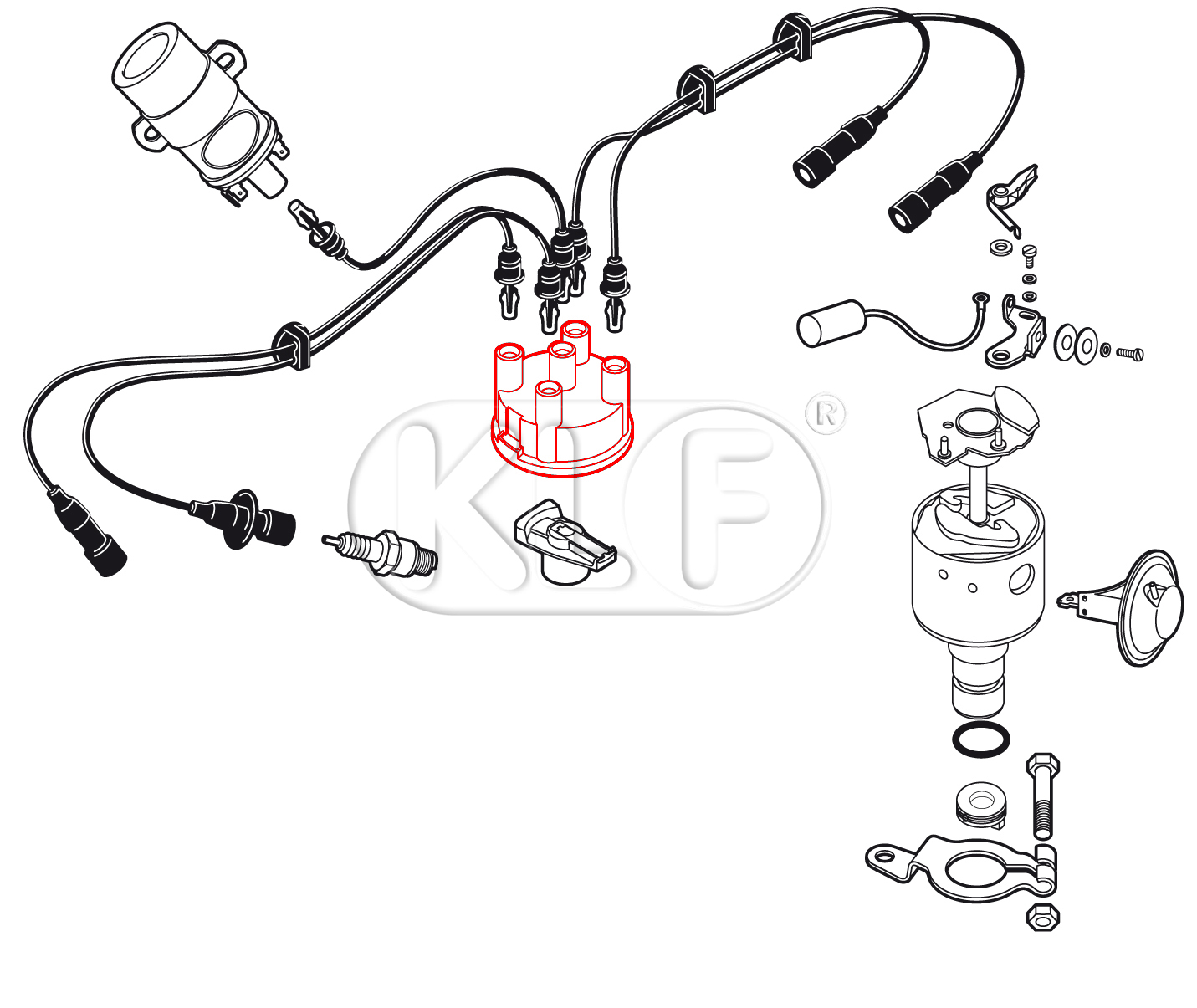 Distributor Cap, year 08/70  - 93