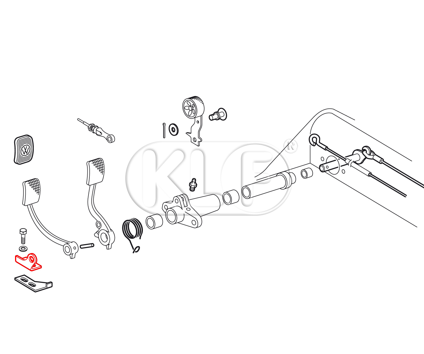 Clutch Pedal Bracket, year thru 7/57