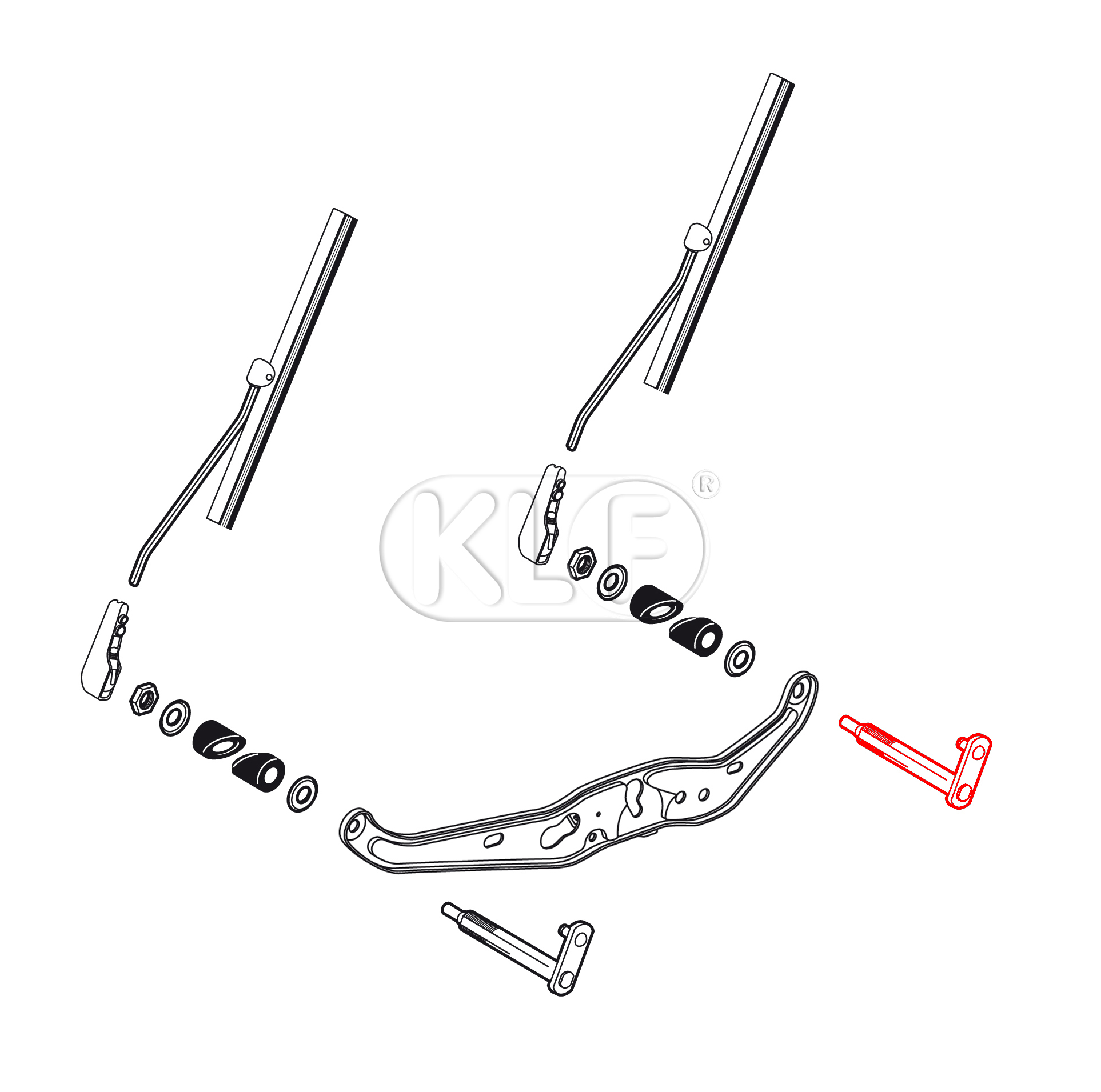 Wischerwelle rechts, bis Bj. 07/57, M10 x 0,75