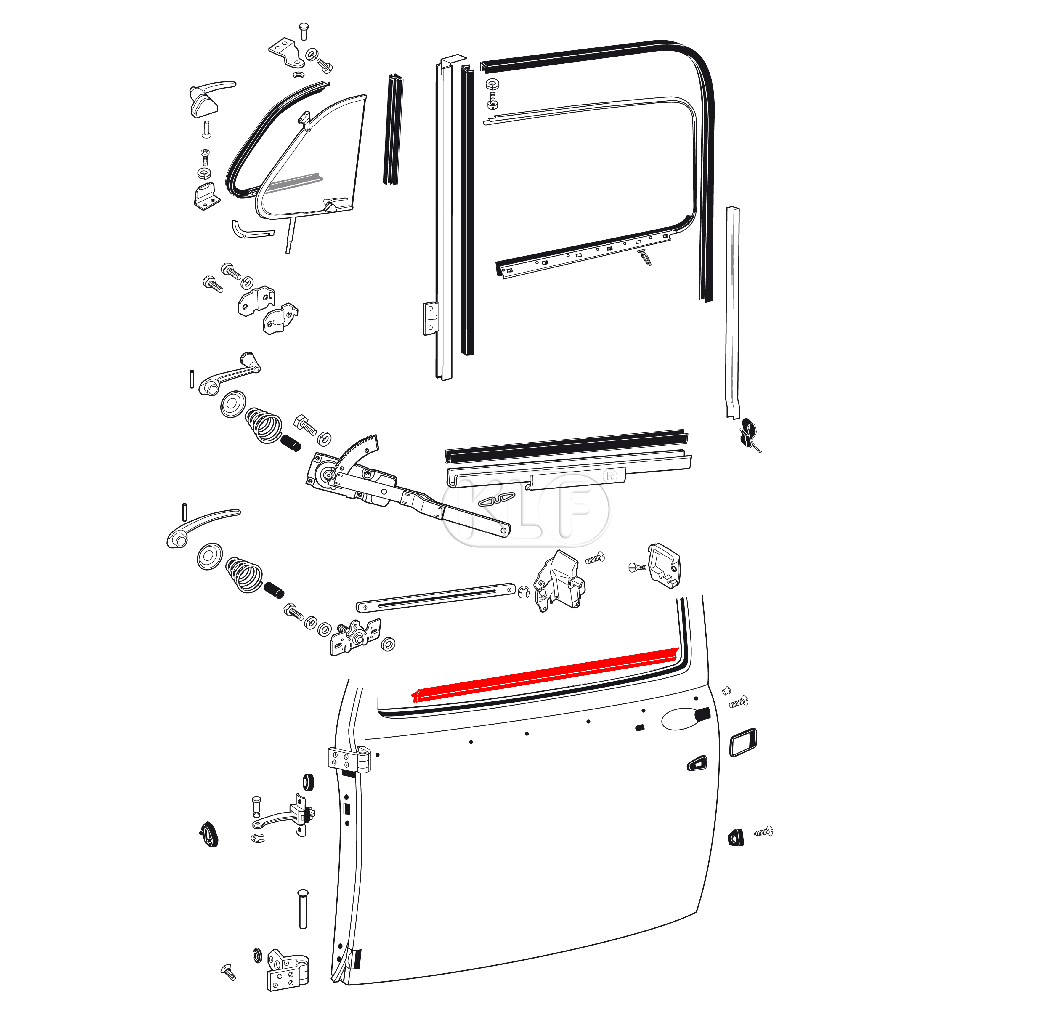 Door Window Scraper, inner and outer, pair, year thru 09/52