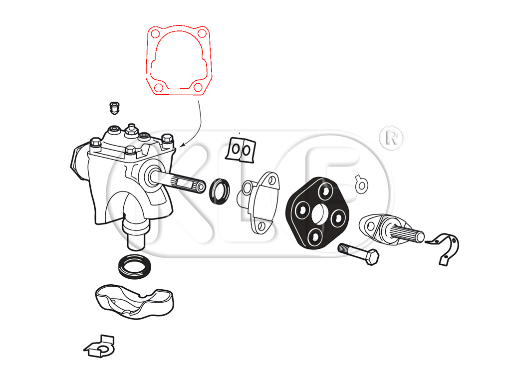 Steering Box Gasket, worm gear and roller bearing design, year 08/61 on 