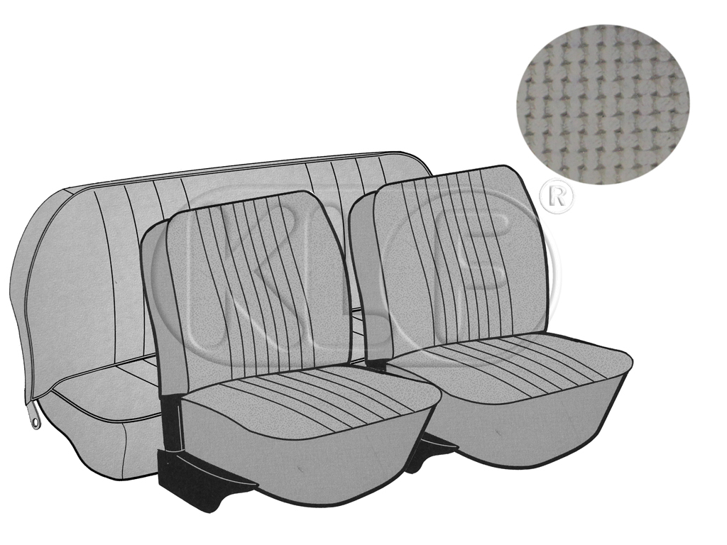 Sitzbezüge vorne und hinten, Limousine, Korbmuster, grau, Satz, Bj. 08/72 - 07/73