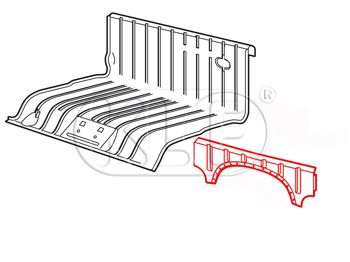 Rear lower firewall, complete, up to year 07/57