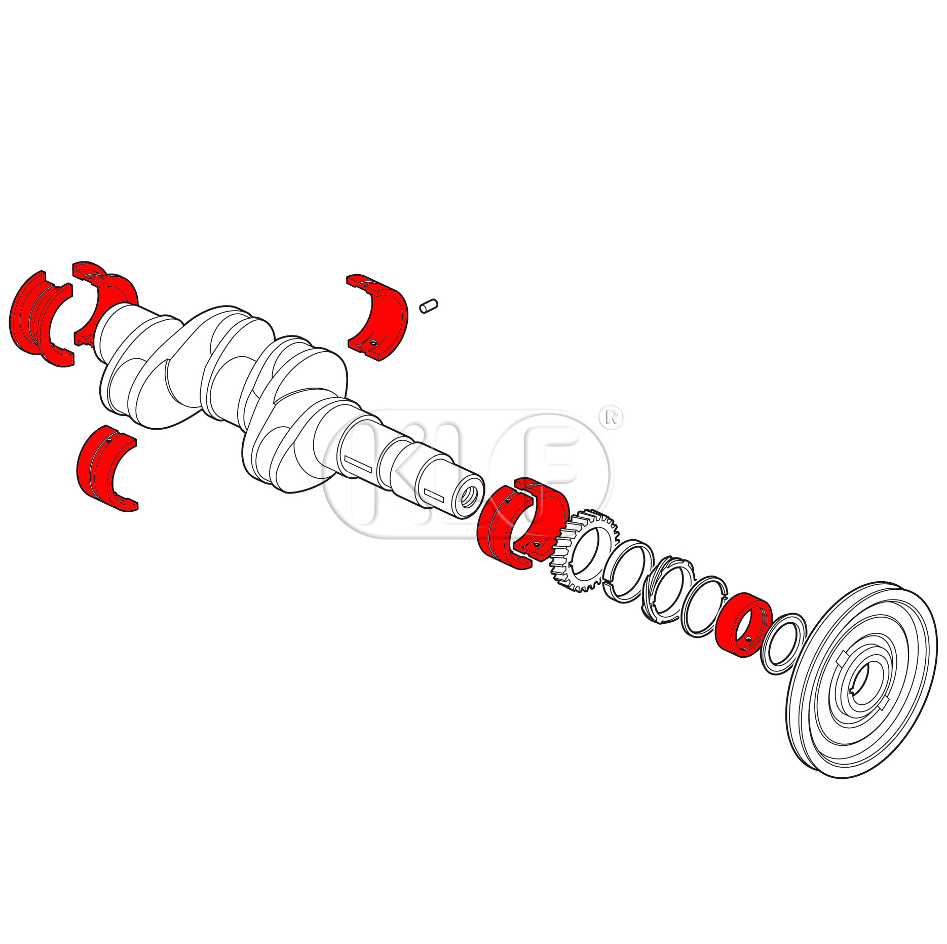 Main Bearing Set, STD/-0,25, thrust 22mm, 25-37 kW (34-50 PS)