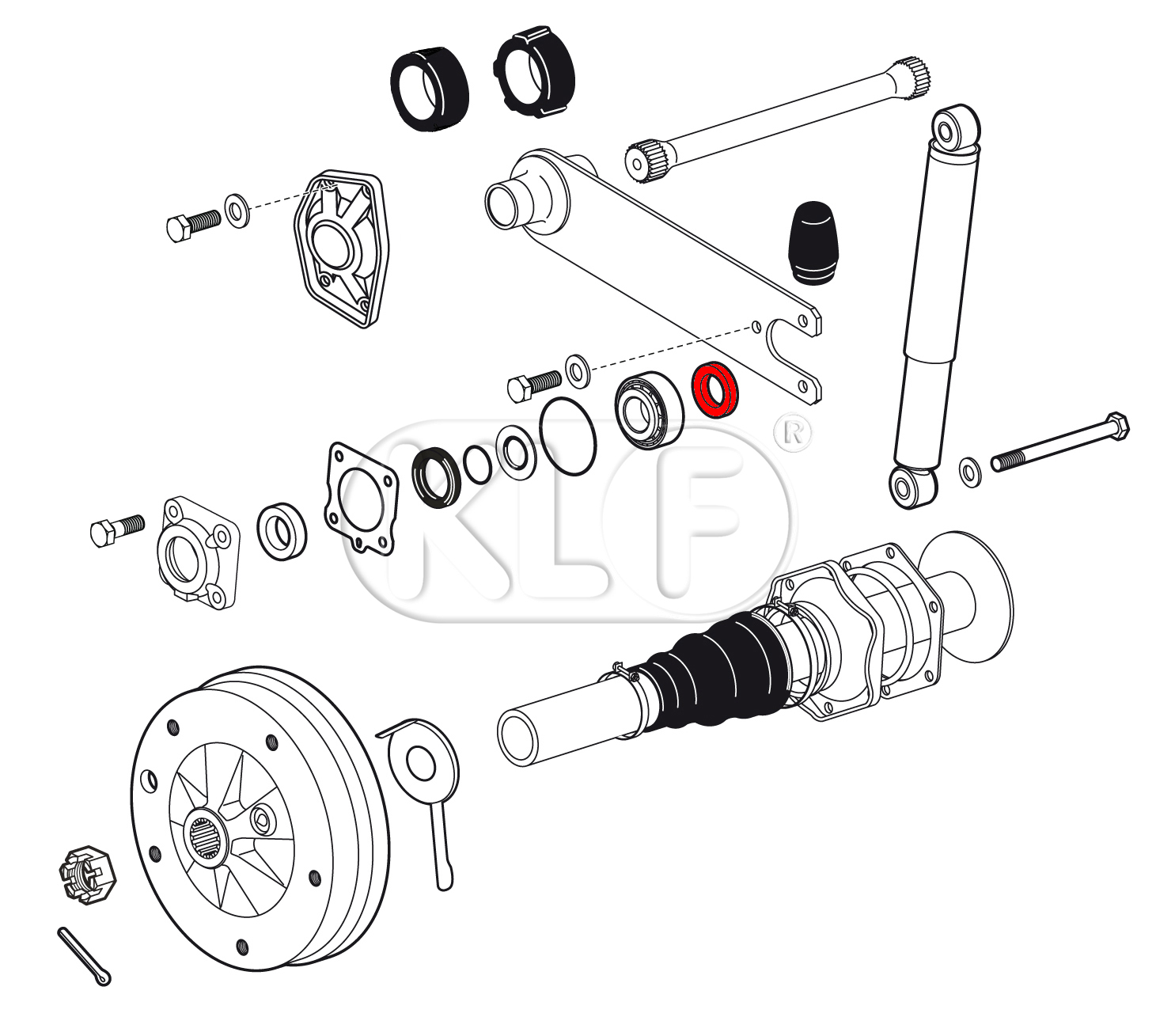 Spacer for Swing Axle, behind wheel bearing