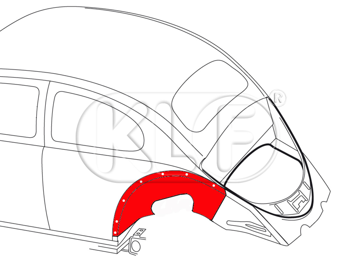 Wheelhouse rear left, without mounting bracket, year 08/66 on