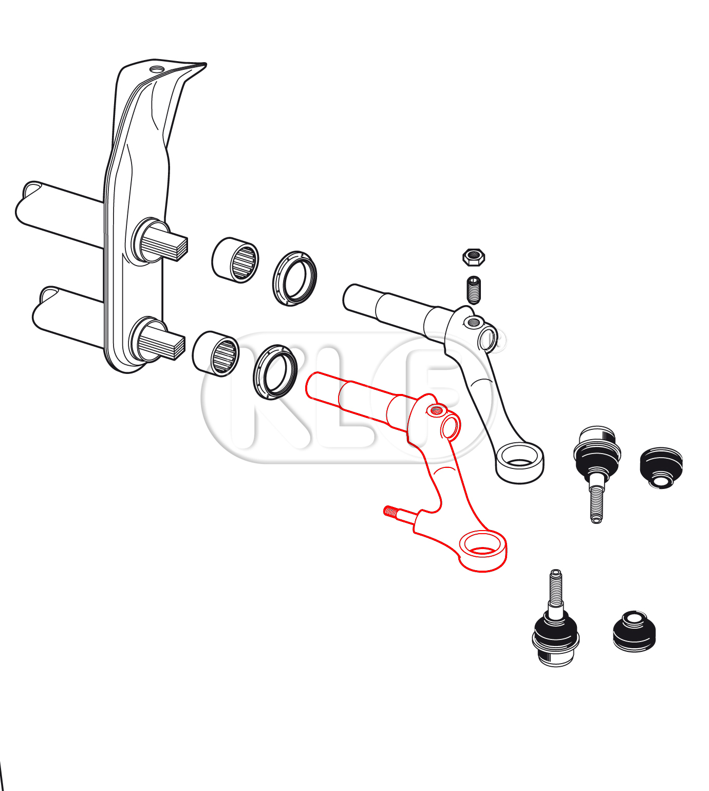 Torsion Arm, lower left, year 8/65 on, rebuild