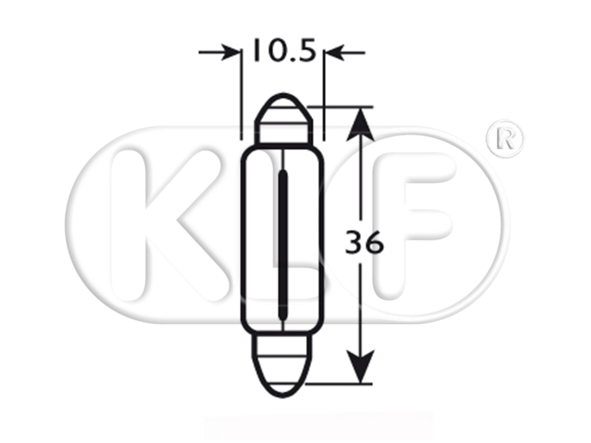 Bulb, dome light, convertible only, 12 volt 5 W