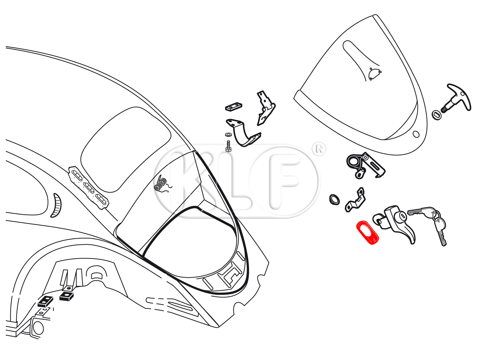 Deck Lid Handle Seal, year 8/64-7/71