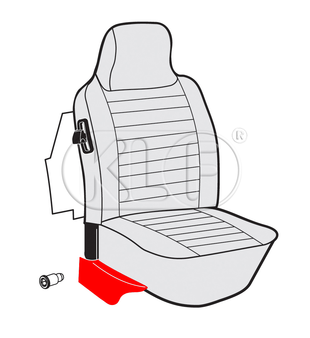 Cover Plate for seat frame right outer, sturdy fiberglass version, year 08/72 - 07/75