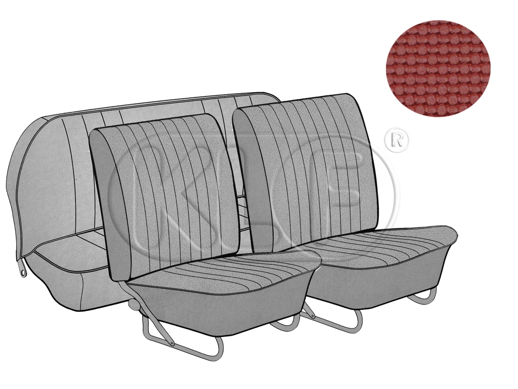 Sitzbezüge vorne und hinten, Limousine, Korbmuster, rot, Bj. 08/64 - 11/66