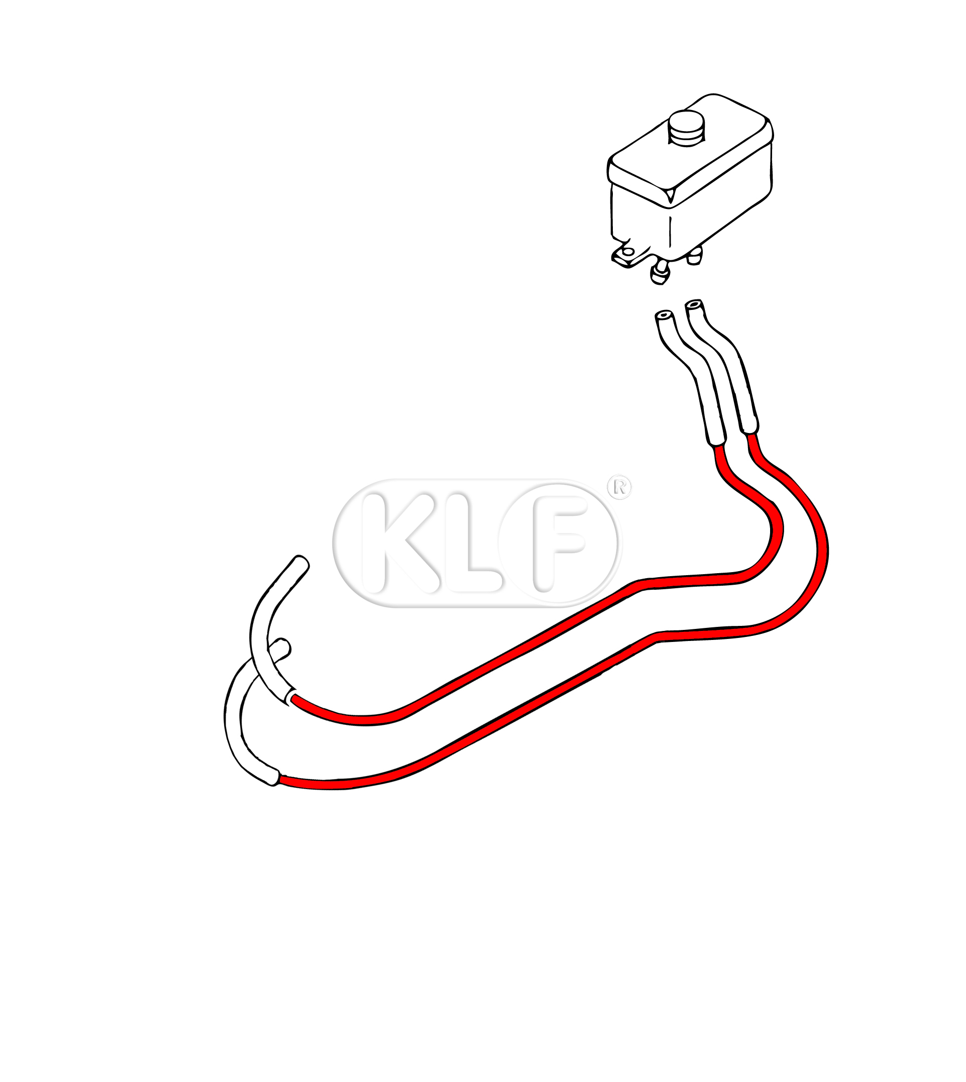 Brake Line for Brake Fluid Reservoir to Brake Master Cylinder, 1302/1303 only, year 8/70 on