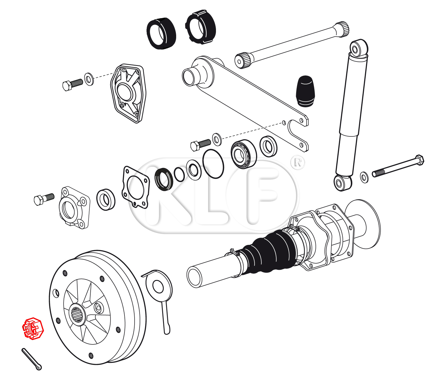 Axle Nut rear, year 08/67 on