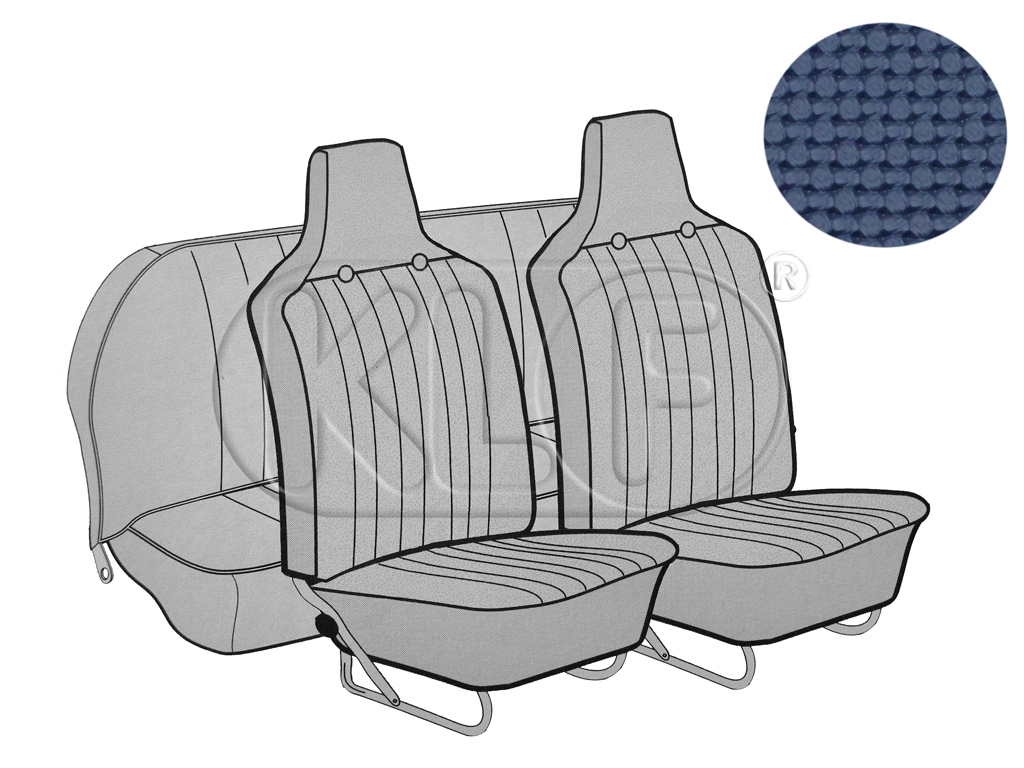 Sitzbezüge vorne und hinten, Cabrio, Korbmuster, blau, mit integrierter Kopfstütze, Satz, Bj. 08/69 - 07/72