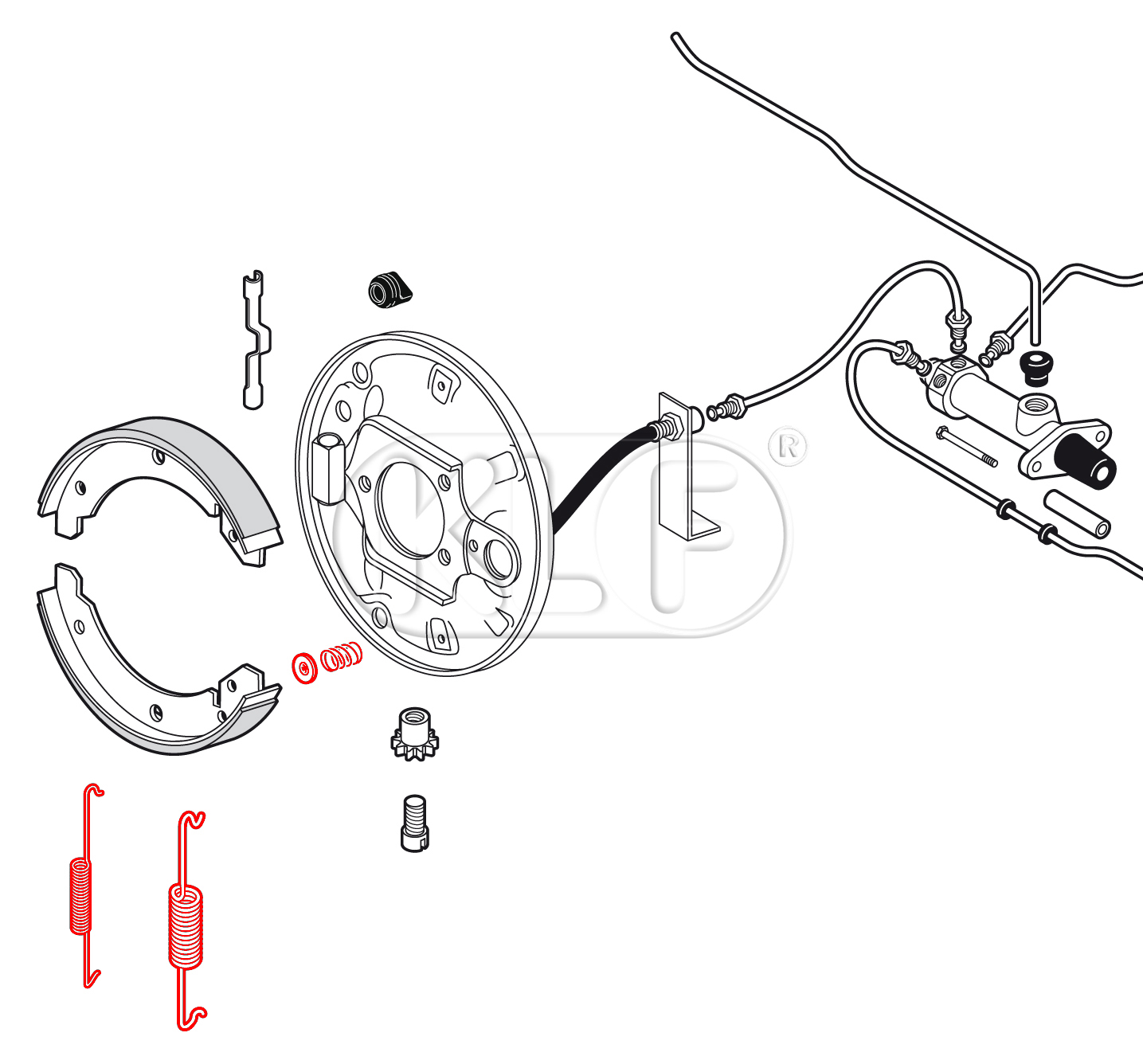 Brake Spring Kit, fits front year 51-10/57, fits rear, year 54-10/57