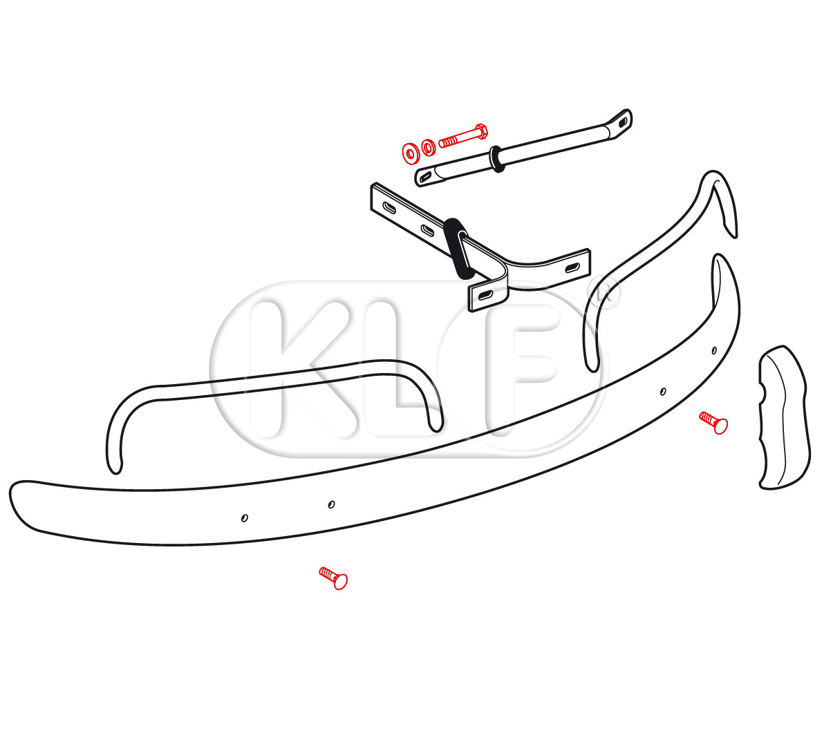 Mounting kit rear bumper (only export bumper) year 09/52 - 07/67