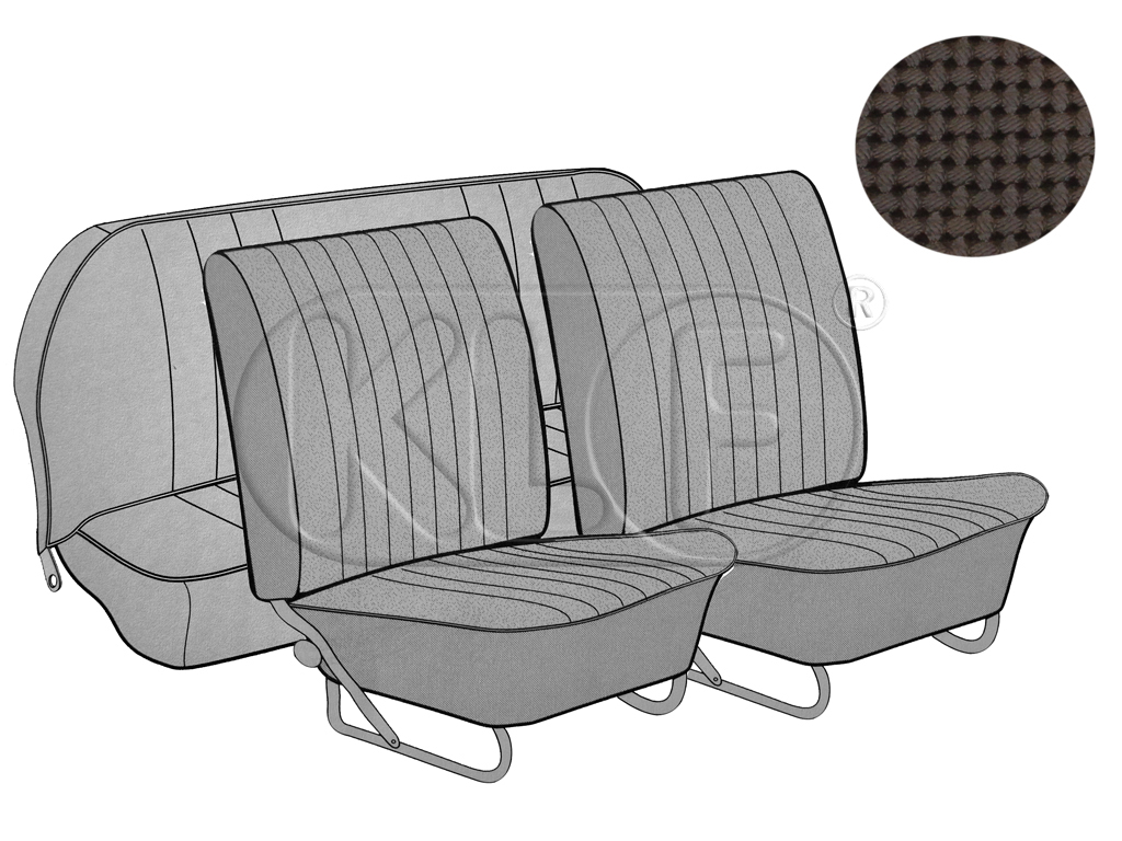 Seat Covers, front+rear, basket weave, convertible, brown, year 12/66-7/72