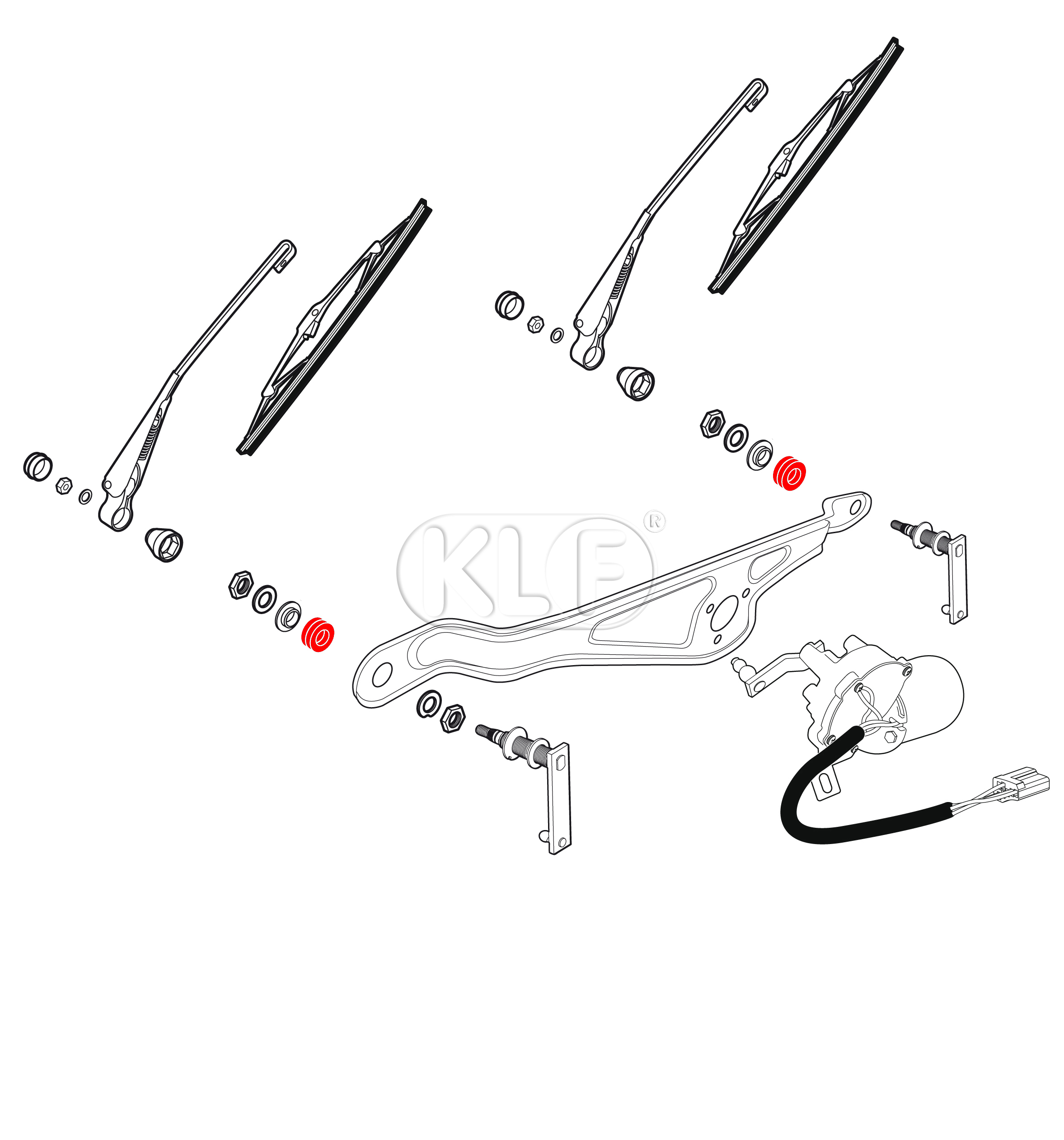 Grommets for Wiper Shaft, only 1303, pair