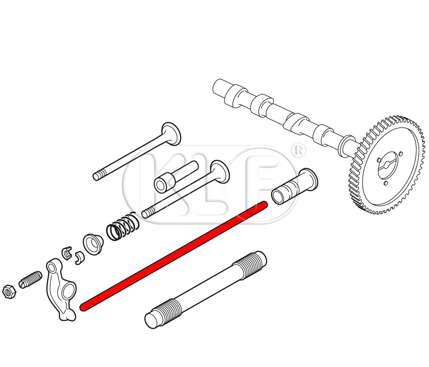 Pushrod, set of 8, 29-37 kW (40-50 PS)