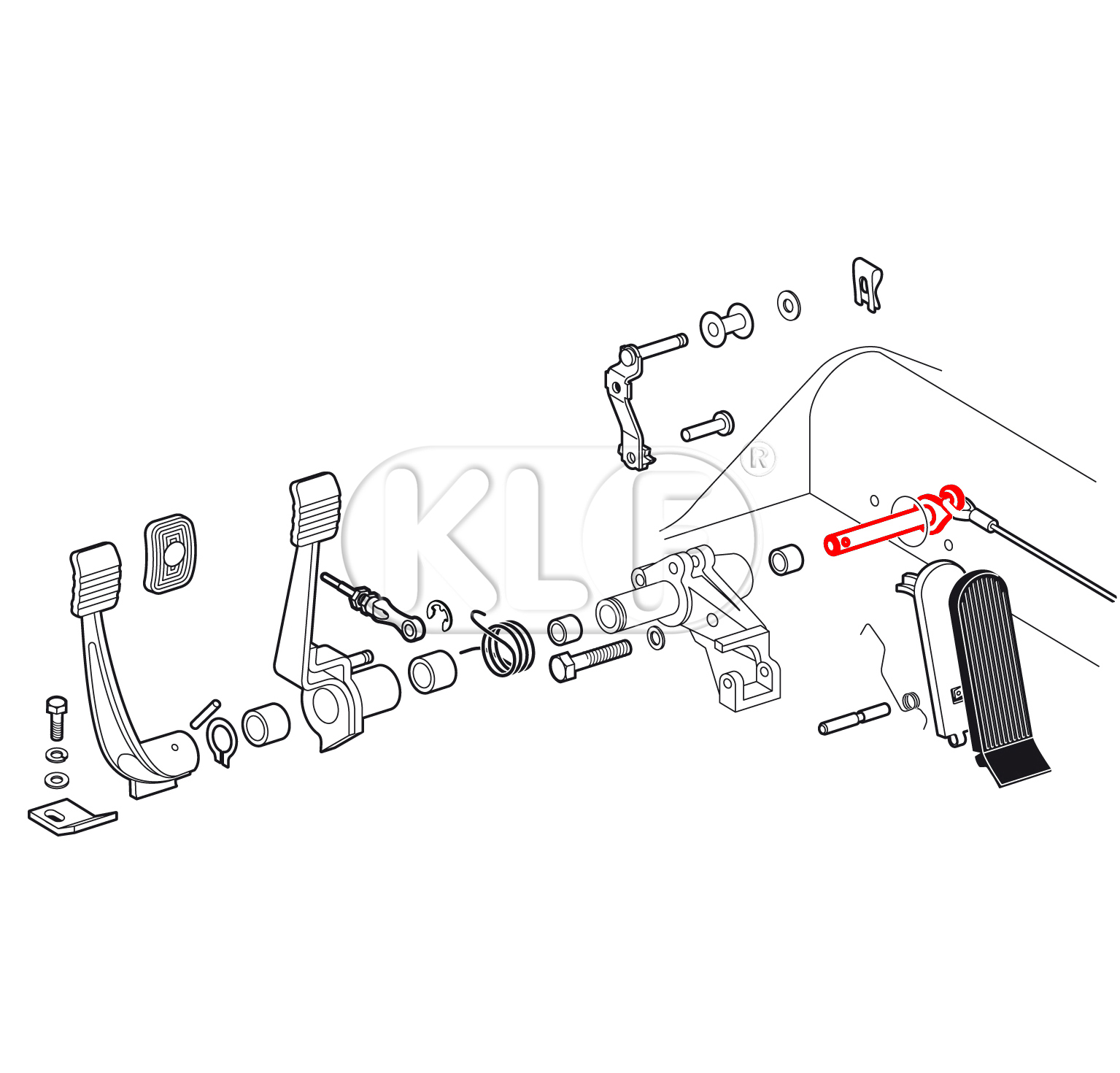 Shaft for Clutch Pedal, year 8/71 on