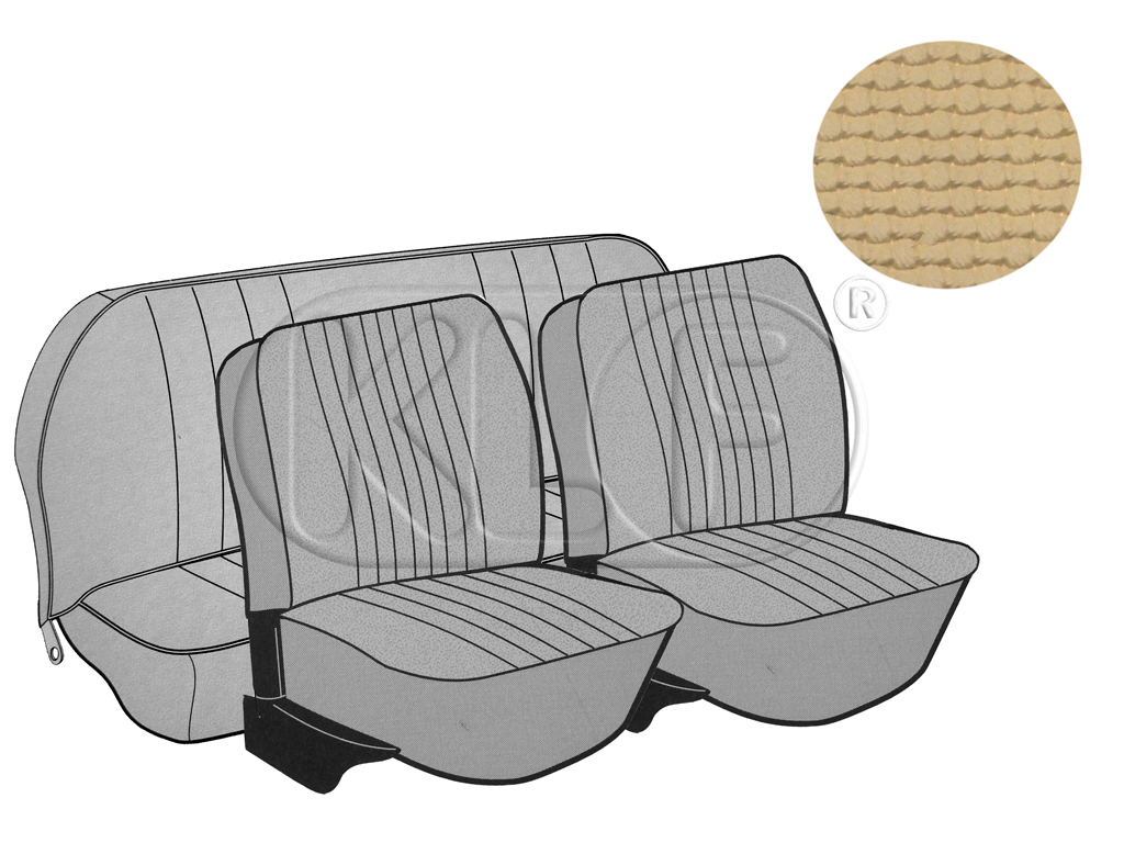Sitzbezüge vorne und hinten, Cabrio, Korbmuster, sand, Satz, Bj. 08/72 - 07/73