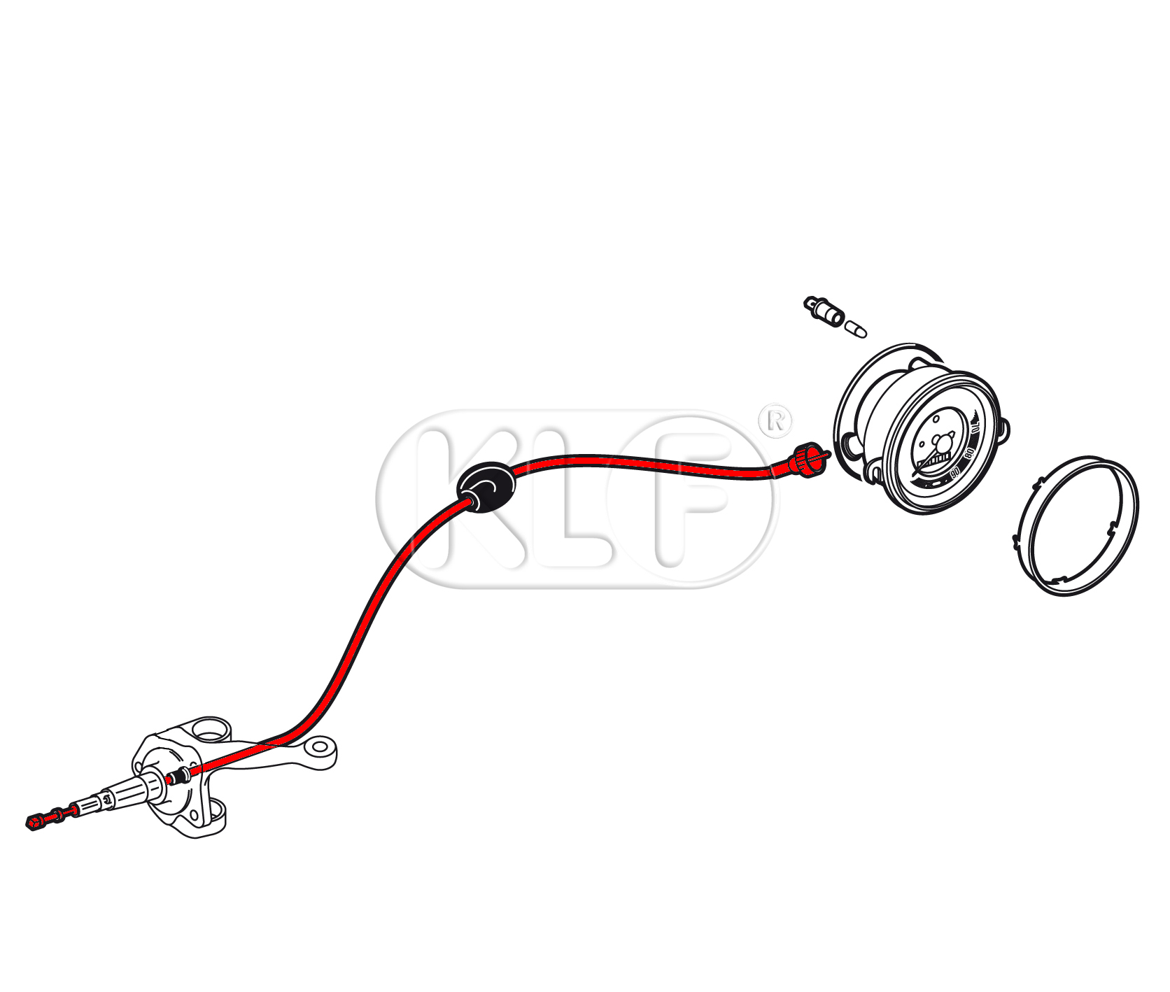 Speedo Cable, 1225 mm, not 1302/1303, year 8/57 on