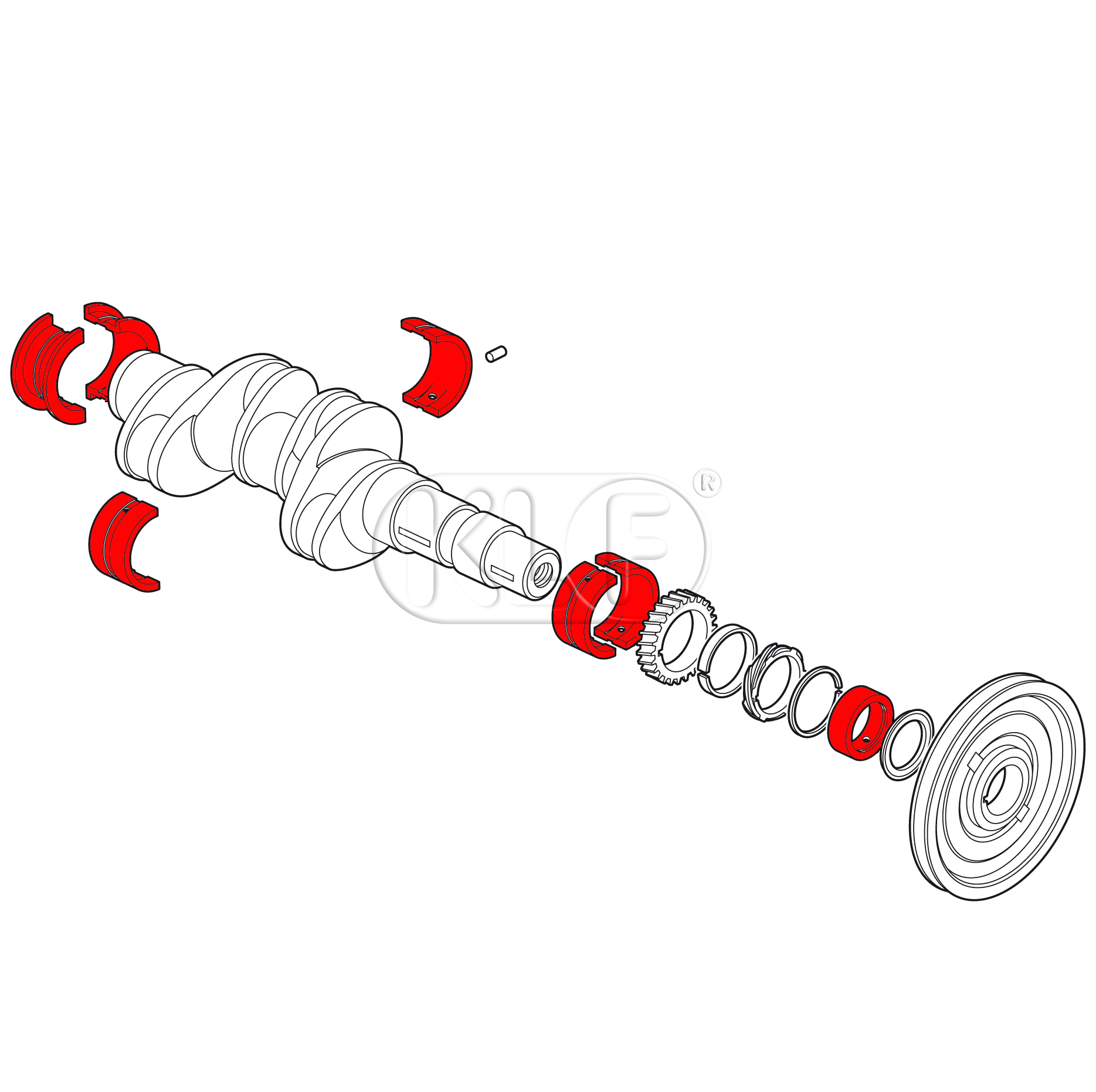 Main Bearing Set, STD/-0,5, thrust 24mm, 18-22kW (25-30PS)