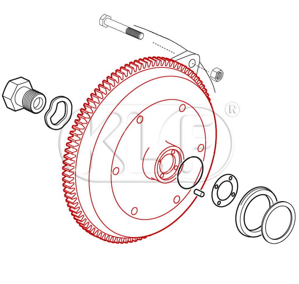 Flywheel, 200mm, 130 teeth, 12 Volt, year 5/66 on