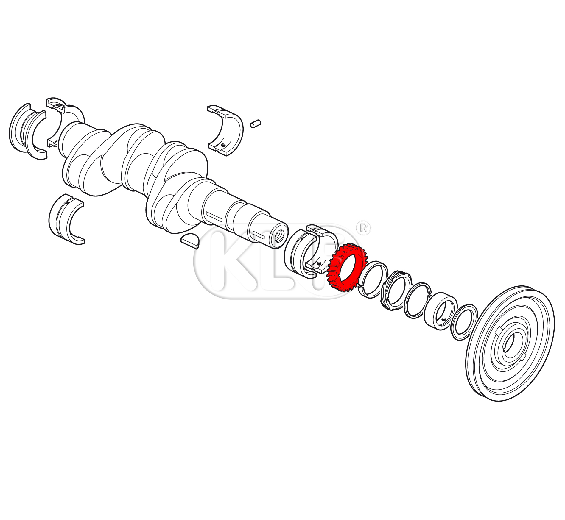 Crankshaft gear, 18-22 kW (25-30 PS)