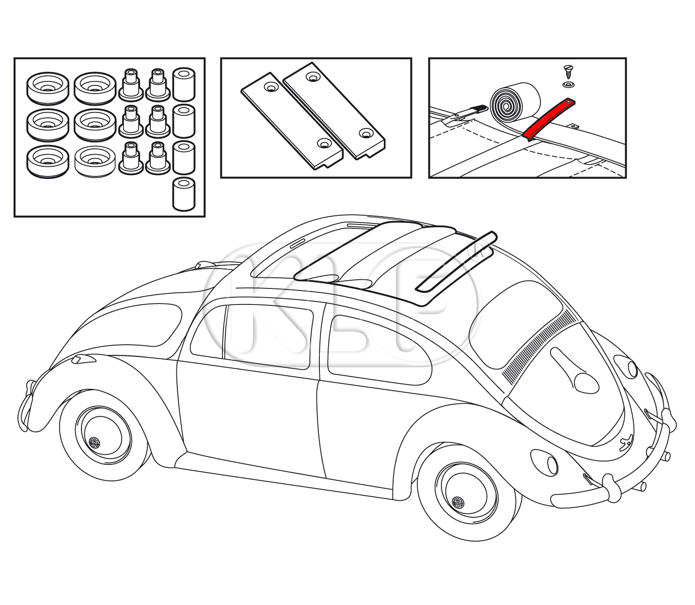 Sunroof Assembly Spring Bar Cover Plate, year thru 07/55