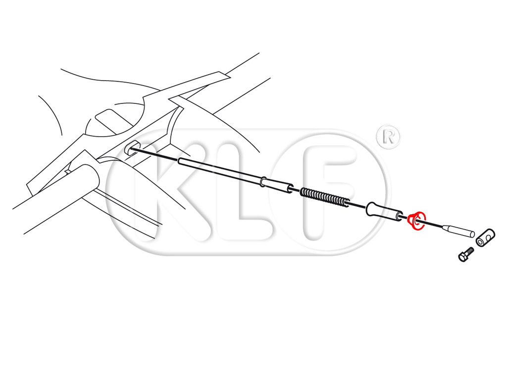 Accelerator Cable Spring Seat, year thru 07/65