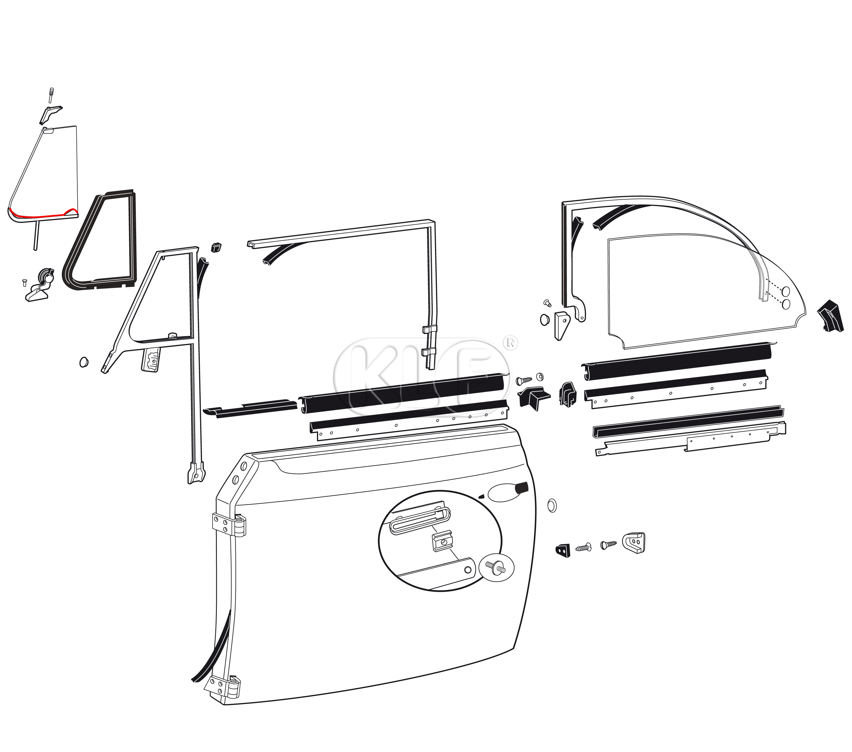 Glass to Frame Seal for Front Door Vent Window, convertible