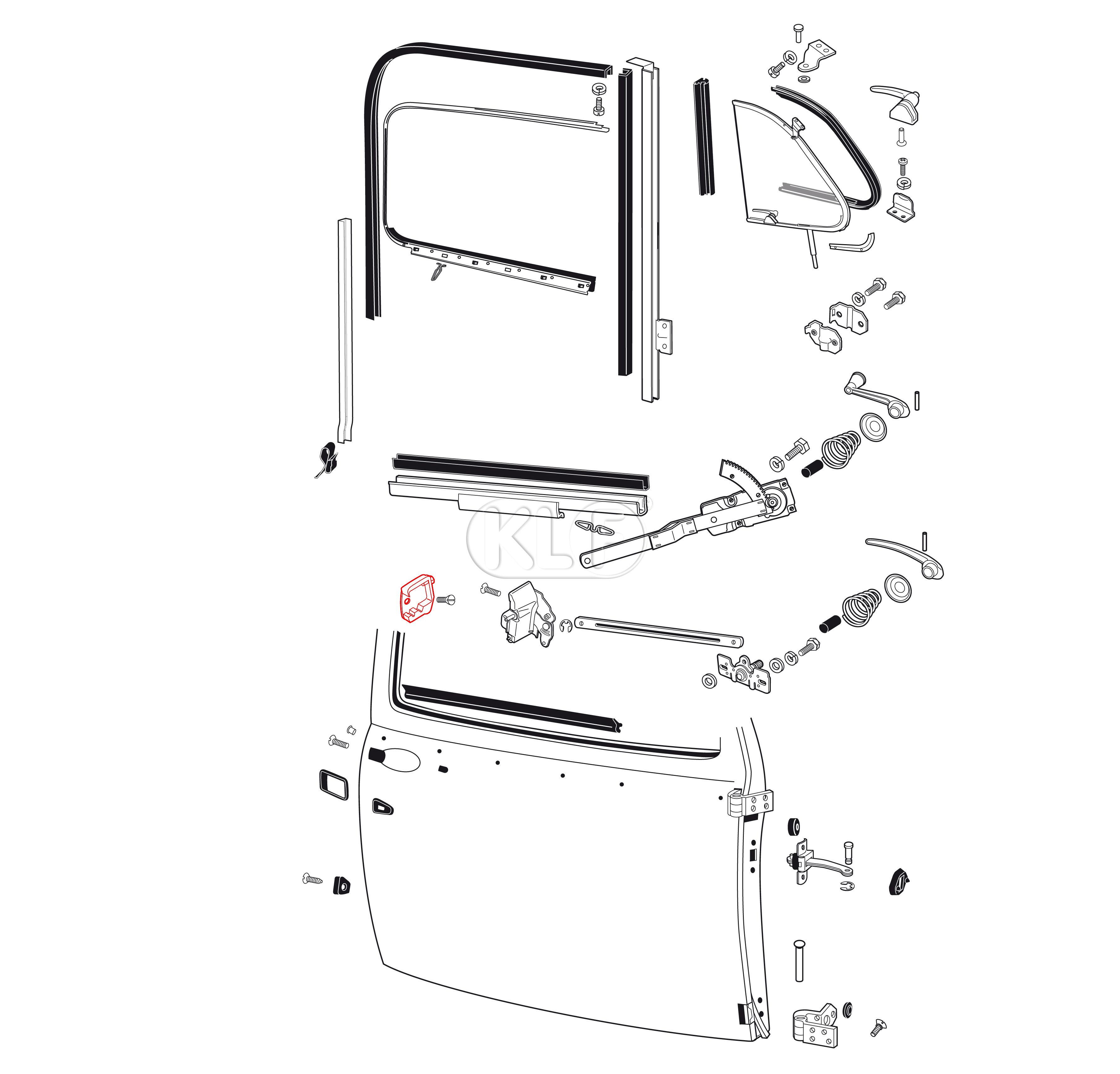 Door Striker Plate right, year 8/60-7/66