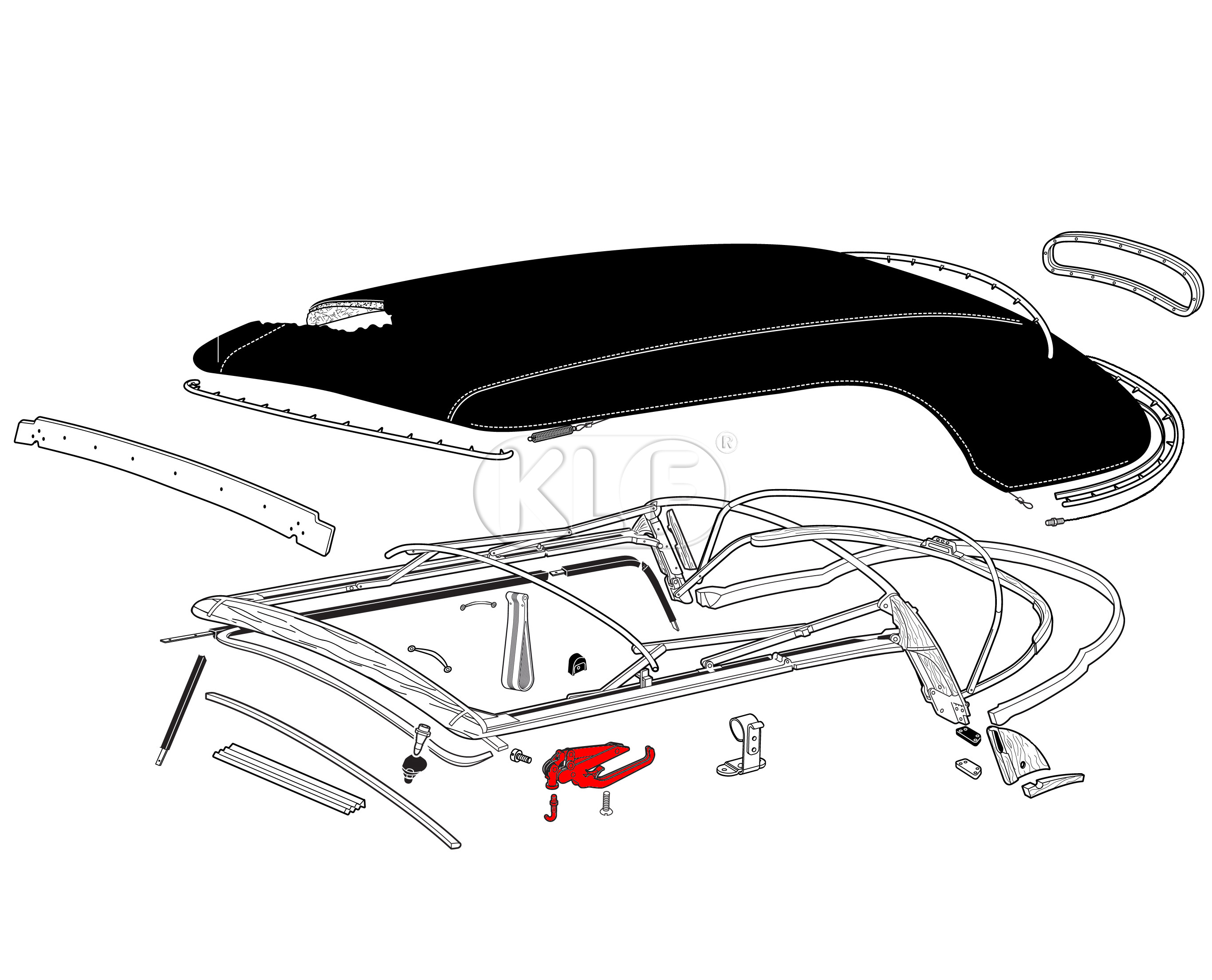 Latch Assembly for Top Frame, year 8/67 on