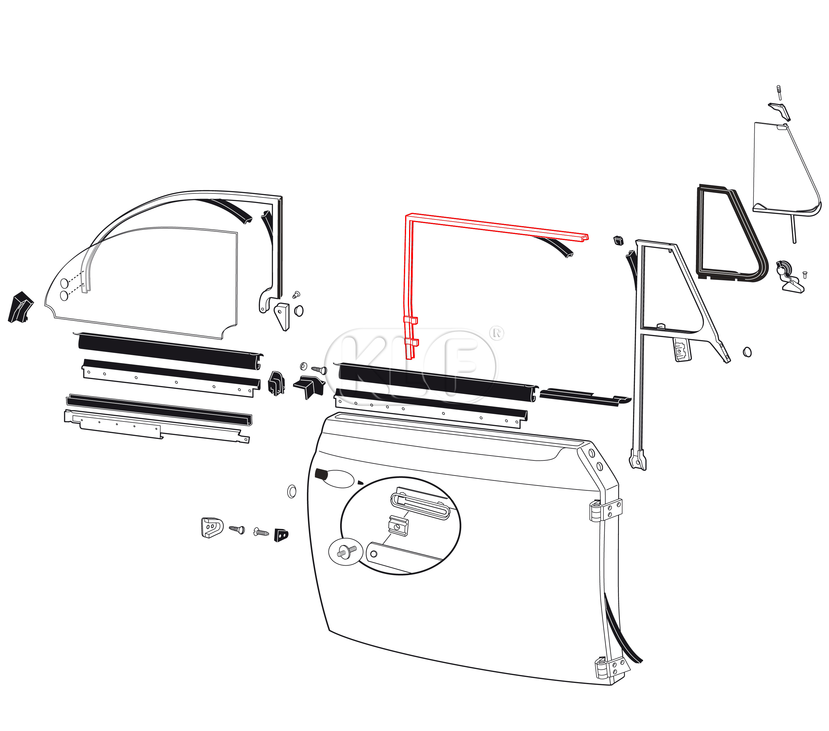 Chrome Frame for Door Window, right, year 8/64 on