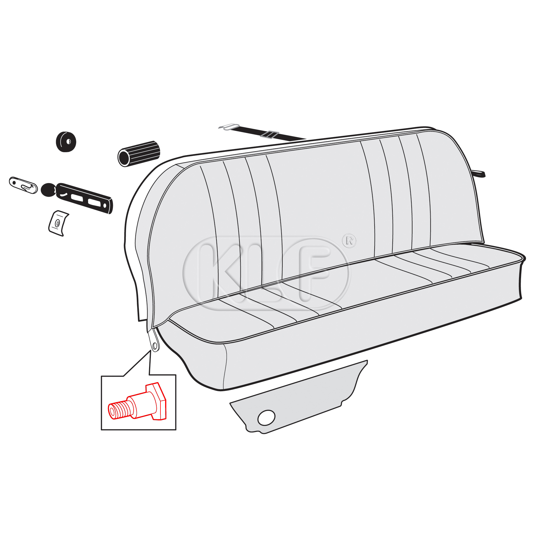 Hood Stay Bolt year thru 07/53 and rear seat bolt year 08/55 - 07/64