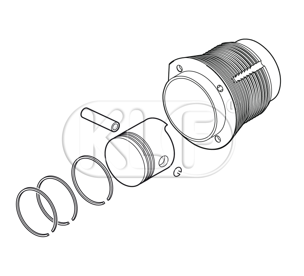 Piston & Cylinder Set, 1200ccm, with 90mm base, 25 kW (34 PS)