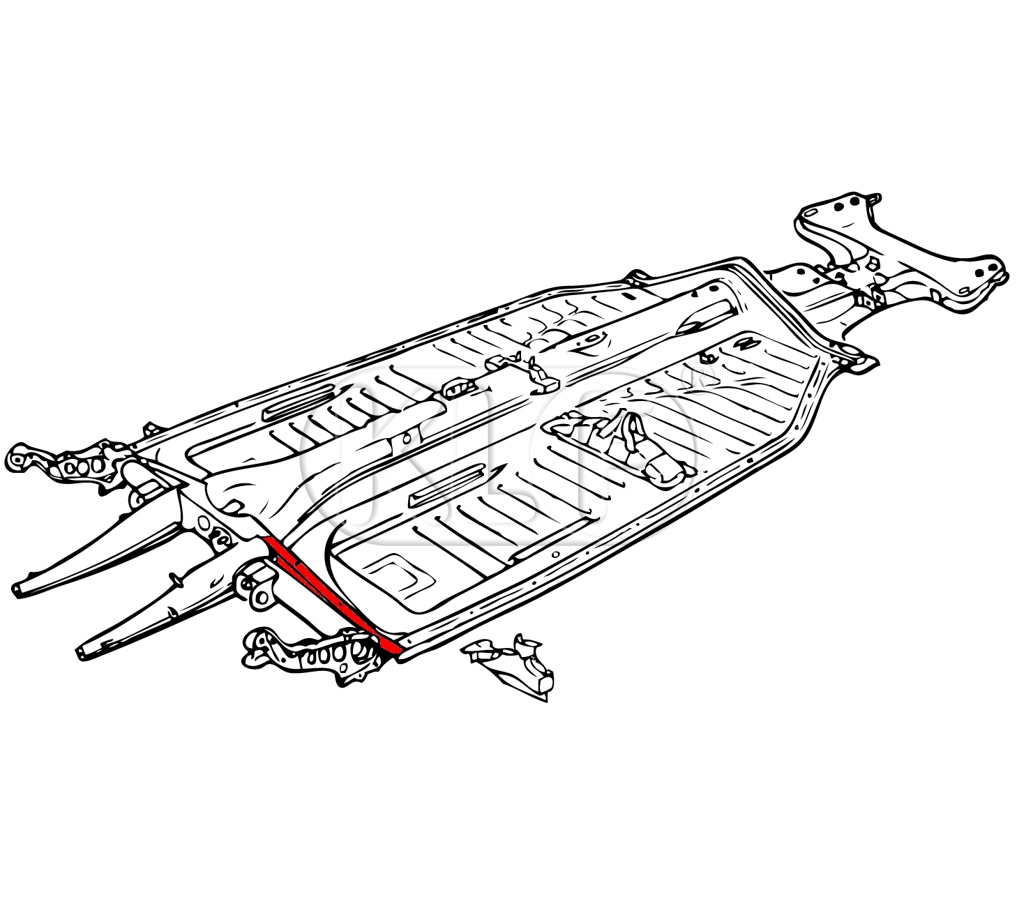 Cross Brace, floorpan, right