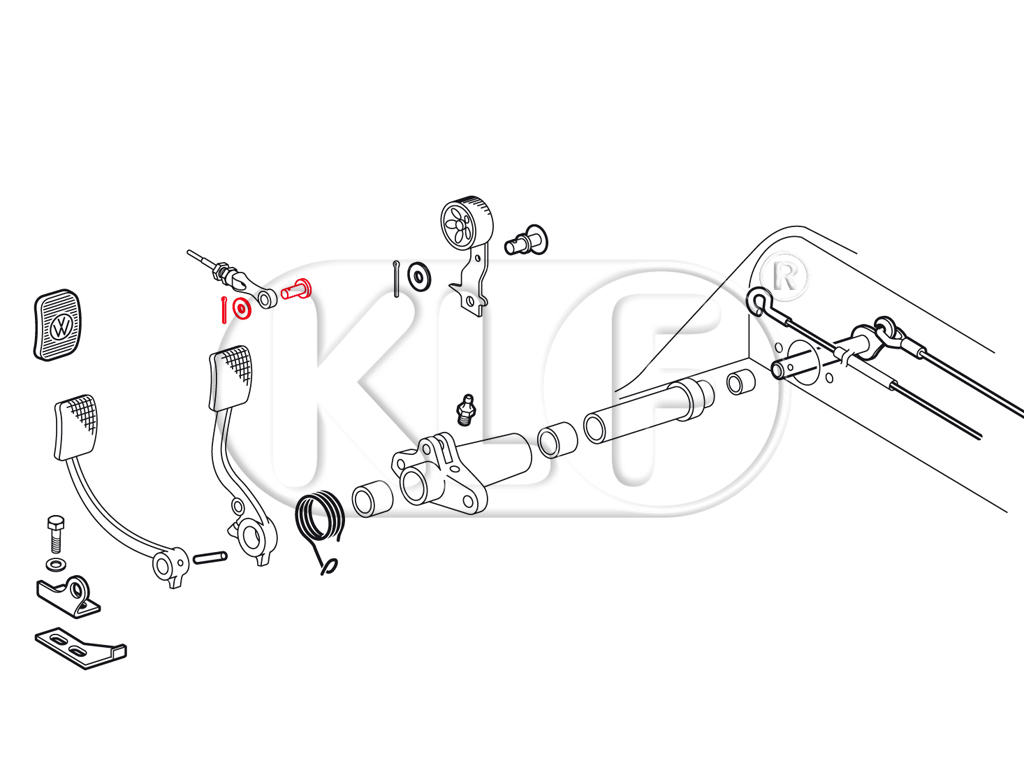 Brake Pushrod Pin, incl. hardware, year 50 - 07/57